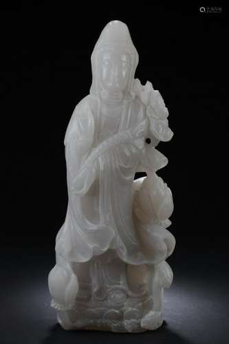 Chinese Jade Stone Guanyin  Statue