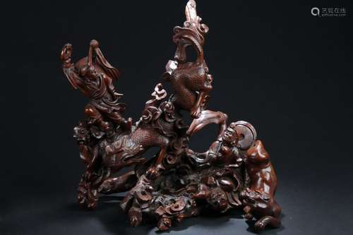 Antique Chinese HuangYangMu Carved Statue