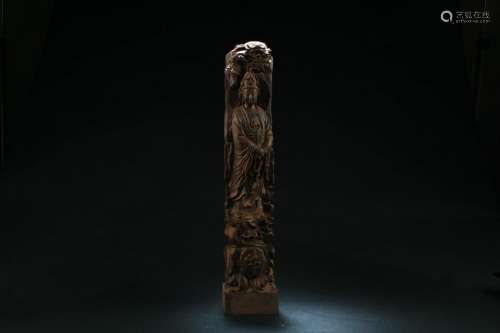 Chinese Hardwood Carved Guanyin Statue