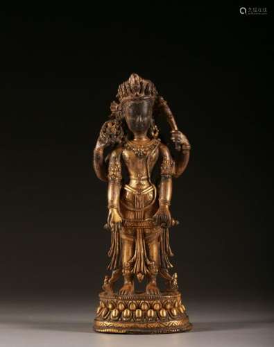 A GILT-BRONZE FIGURE OF AVALOKITESHVARA