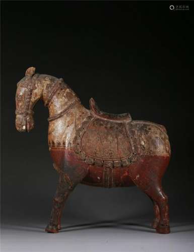 A CHINESE LACQUER  WOOD HORSE