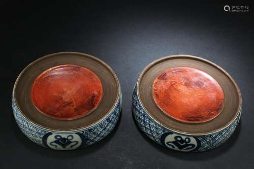 A Pair of Chinese Porcelain Ink Pad