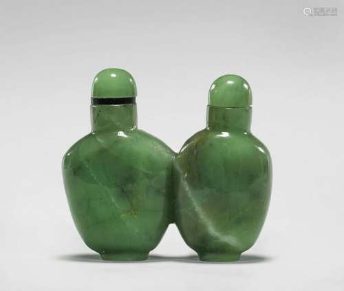 OLD SPINACH JADE DOUBLE SNUFF BOTTLE