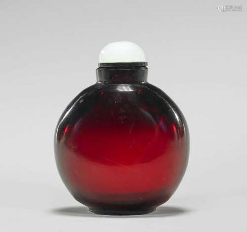 ANTIQUE RUBY RED GLASS SNUFF BOTTLE