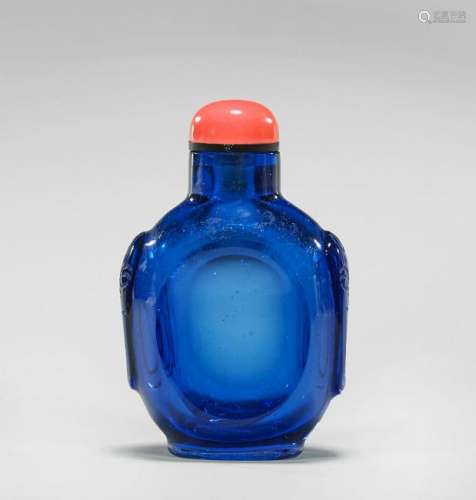 ANTIQUE COBALT GLASS SNUFF BOTTLE