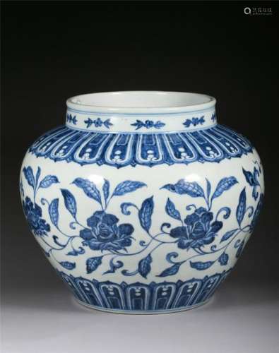 A BLUE AND WHITE 'LOTUS' JAR