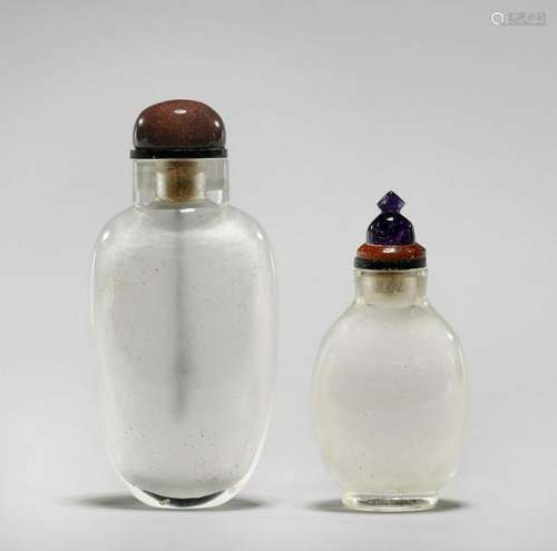 TWO ANTIQUE CLEAR GLASS SNUFF BOTTLES