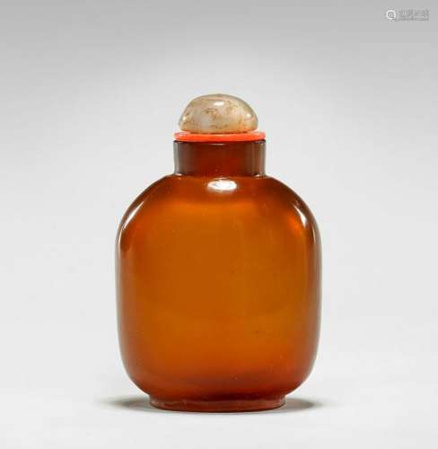 ANTIQUE AMBER GLASS IMITATING AMBER SNUFF BOTTLE