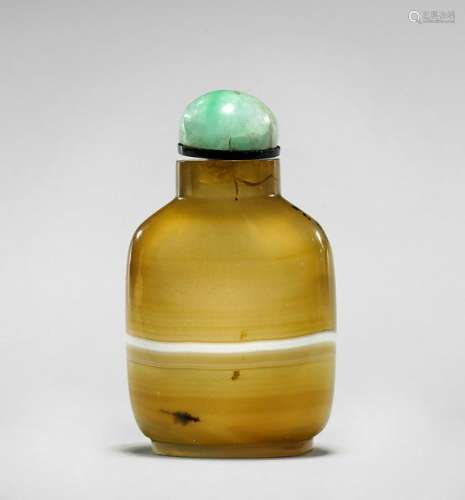 ANTIQUE BANDED AGATE SNUFF BOTTLE