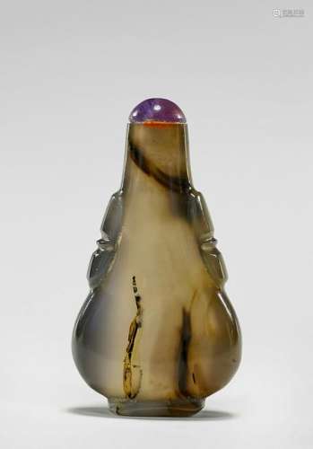 ANTIQUE PEAR-SHAPE AGATE SNUFF BOTTLE