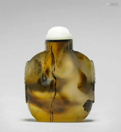 LARGE ANTIQUE AGATE SNUFF BOTTLE