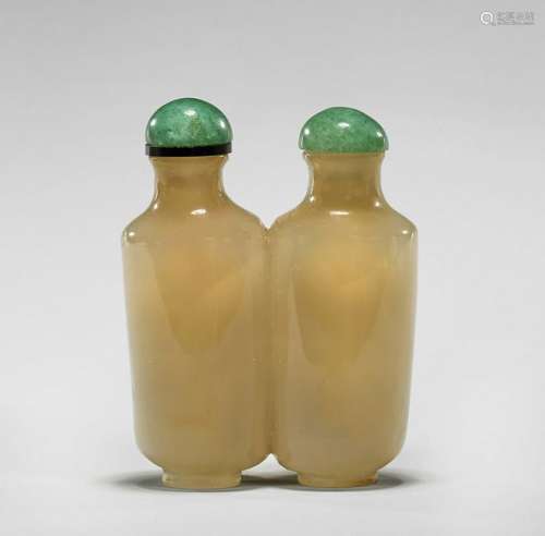 ANTIQUE AGATE DOUBLE-SNUFF BOTTLE