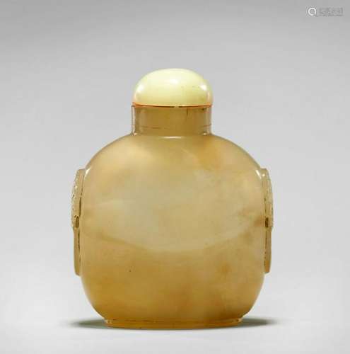 LARGE FINELY HOLLOWED ANTIQUE AGATE SNUFF BOTTLE