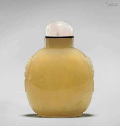 LARGE ANTIQUE WHITE AGATE SNUFF BOTTLE