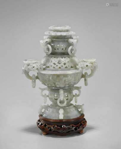 CHINESE CARVED JADEITE CENSER