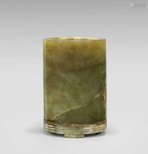 CHINESE CARVED JADE BRUSHPOT