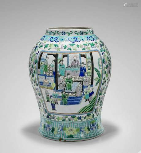 LARGE CHINESE ENAMELED PORCELAIN BALUSTER JAR