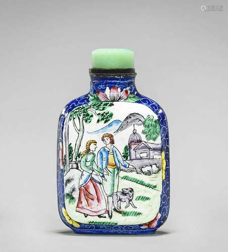 OLD ENAMEL ON COPPER SNUFF BOTTLE