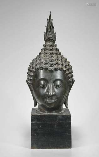 MASSIVE THAI BRONZE HEAD OF BUDDHA