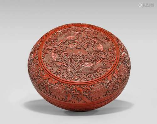 CHINESE RED LACQUER-LIKE CIRCULAR BOX