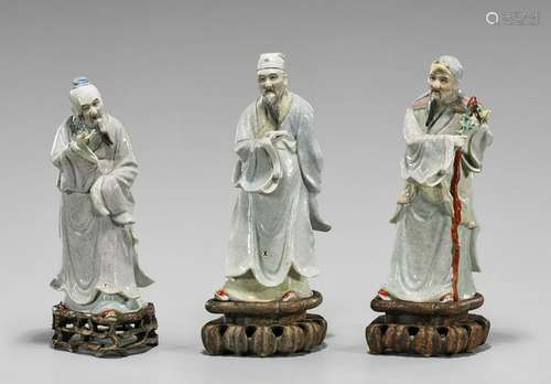 THREE ENAMELED PORCELAIN 'STAR GODS'