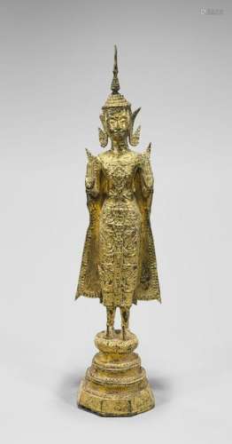 19TH CENTURY THAI GILT BRONZE BUDDHA