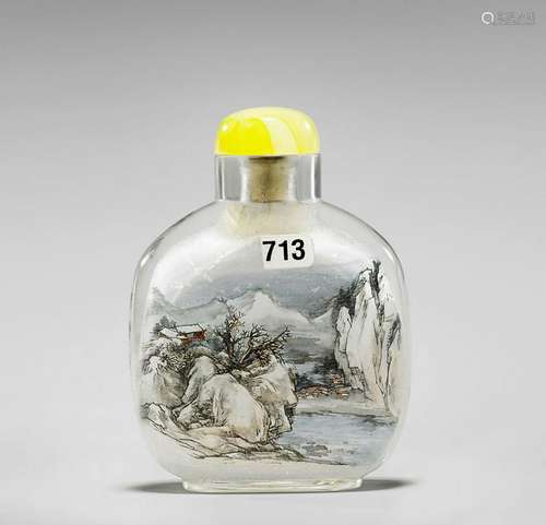 INSIDE-PAINTED GLASS SNUFF BOTTLE