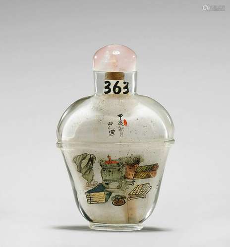 OLD INSIDE-PAINTED GLASS SNUFF BOTTLE