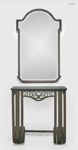 ART DECO IRON MIRROR & CONSOLE