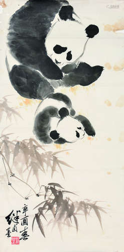 刘继卣 熊猫 镜心 纸本水墨