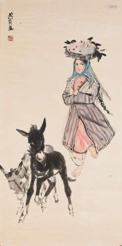 Woman from the Regions with Donkeys Huang Zhou (1925-1997)