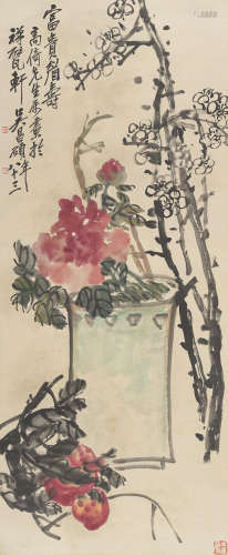 Peony, Plum Blossom and Peaches Wu Changshuo (1844-1927)