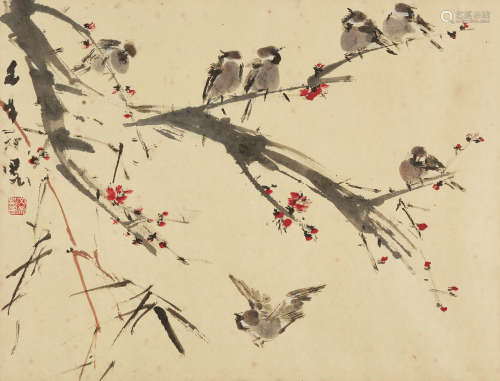 Sparrows and Plum Blossoms Chen Wen Hsi (1906-1991)
