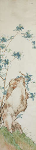 135.9 x 33.6cm (53.5 x 13¼in) each (4)  Ju Lian (1828-1904) Insects, Flowers and Rocks