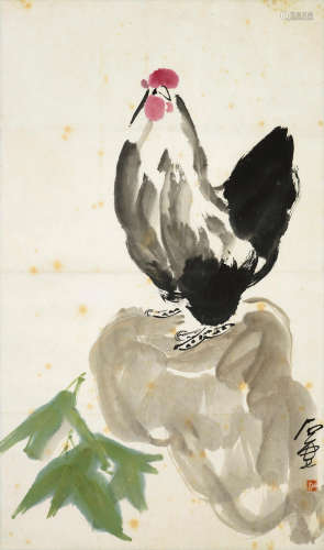 Chen Zizhuang (1913-1976)   Rooster on a Rock