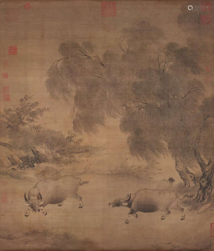 Nigensha Reproduction  Li Di (971-1047) Returning Home From Herding in Rain