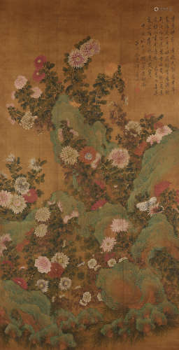 Attributed to Yun Shouping (1633-1690)   Chrysanthemums and Rocks