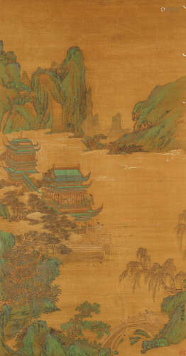Attributed to Sheng Mao (?-1360)  Blue and Green Landscape