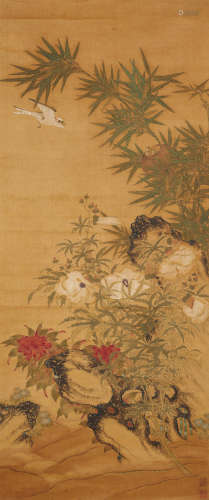 With seals of Lv Huancheng (1630-1705)    Flowers and Bamboos Among Rocks