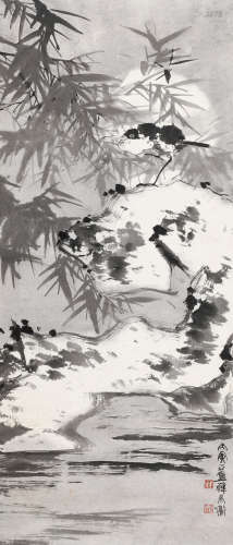 韩天衡 1986年作 花鸟 立轴 水墨纸本