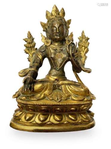 TARA assise en bronze doré. \nSino – Tibétain XIXe …