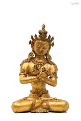 VAJRASATTVA en bronze doré. \nNépal XXe siècle \nH. …