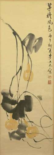 CHINESE GOURD PAINTING SCROLL