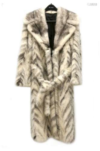 WOMAN'S BLACK AND WHITE MINK COAT