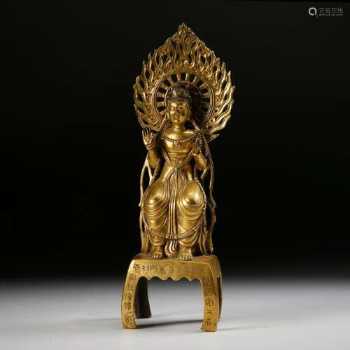 CHINESE GILT BRONZE FIGURE OF GUANYIN