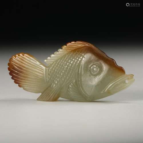 CHINESE CELADON JADE CARVED FISH