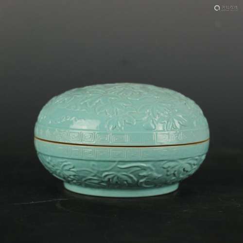 CHINESE TURQUOISE GLAZED INK PASTE BOX