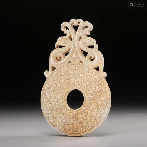 CHINESE ARCHAIC JADE BI DISK