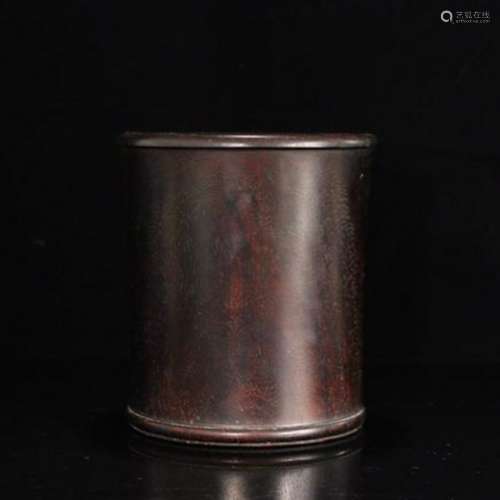 CHINESE ZITAN HARDWOOD BRUSH POT