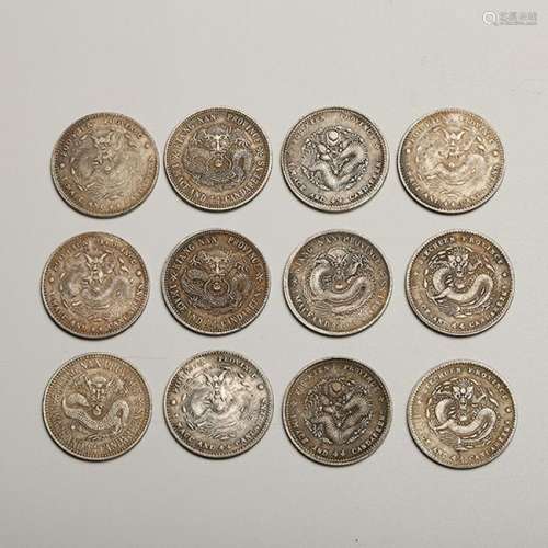 CHINESE SILVER COIN, SET OF 12